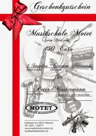 Gutscheine für Saxophonunterricht Münster
